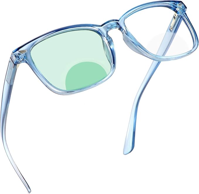 YEIN Bifocal Reading Glasses with Blue Light Blocking Lenses, Bifocal Reader for Women and Men, Vintage Square frame with Spring Hinge (+1.00/+4.00 magnification)