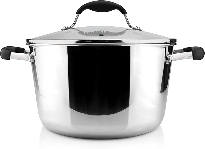AVACRAFT 6 Quart Stainless Steel Stock Pot with Glass Strainer Lid