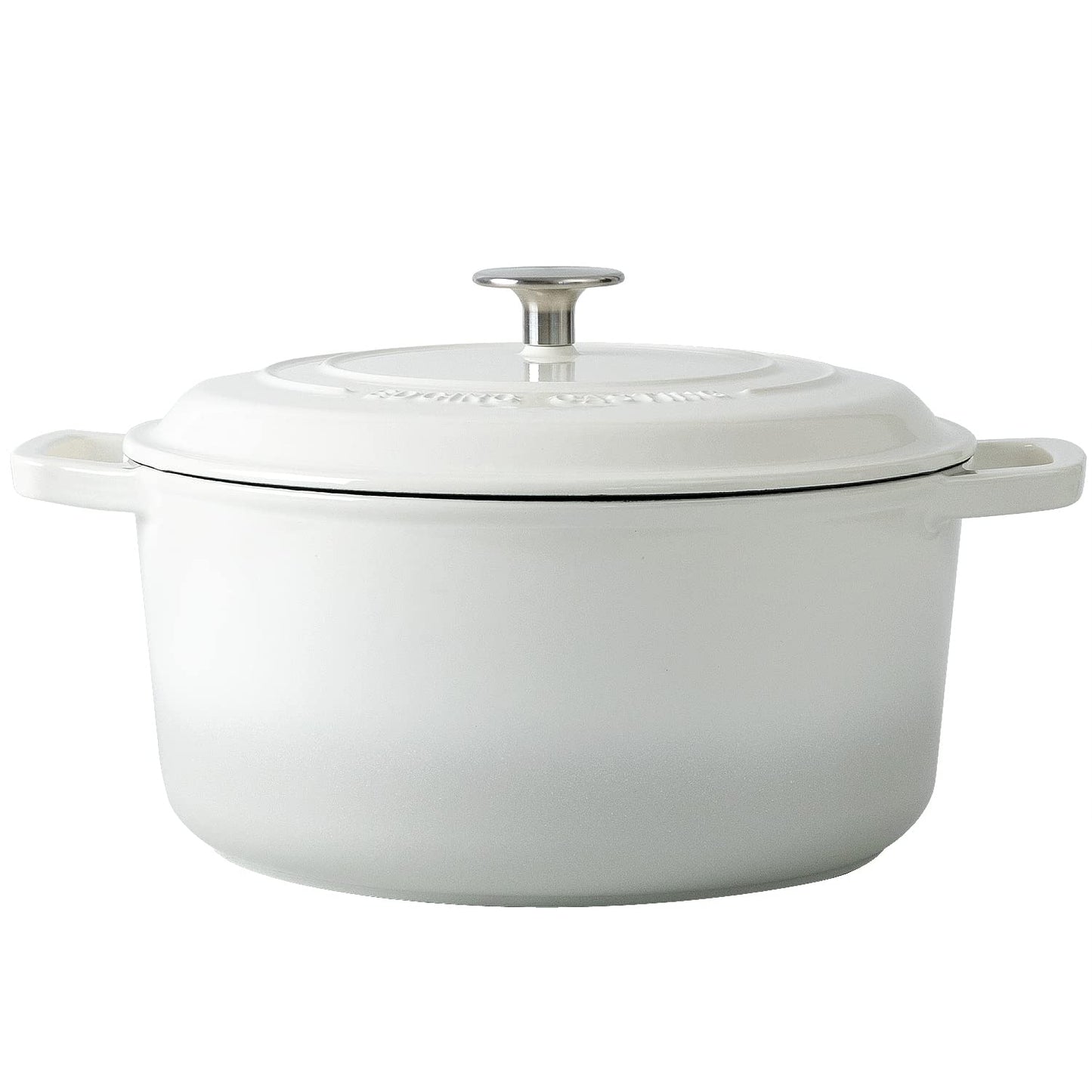 EDGING CASTING Enameled Cast Iron Dutch Oven Pot With Lid, Dutch Oven for Sourdough Bread Baking Round Pot Dule Handle, 7.5 Quart, White