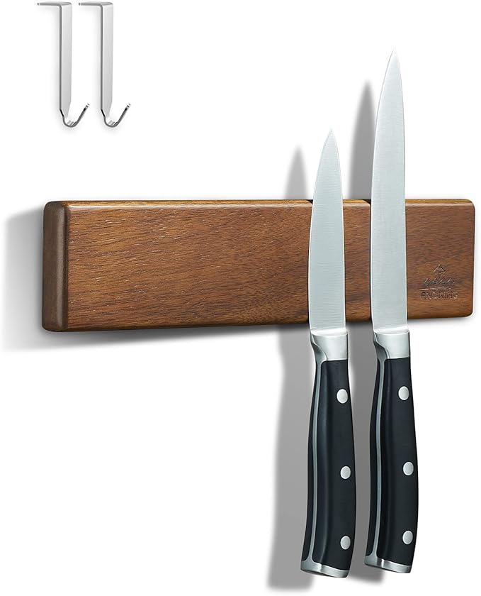 Magnetic Knife Holder for Wall, 10 Inch Acacia Wood Knife Strip, No Drill