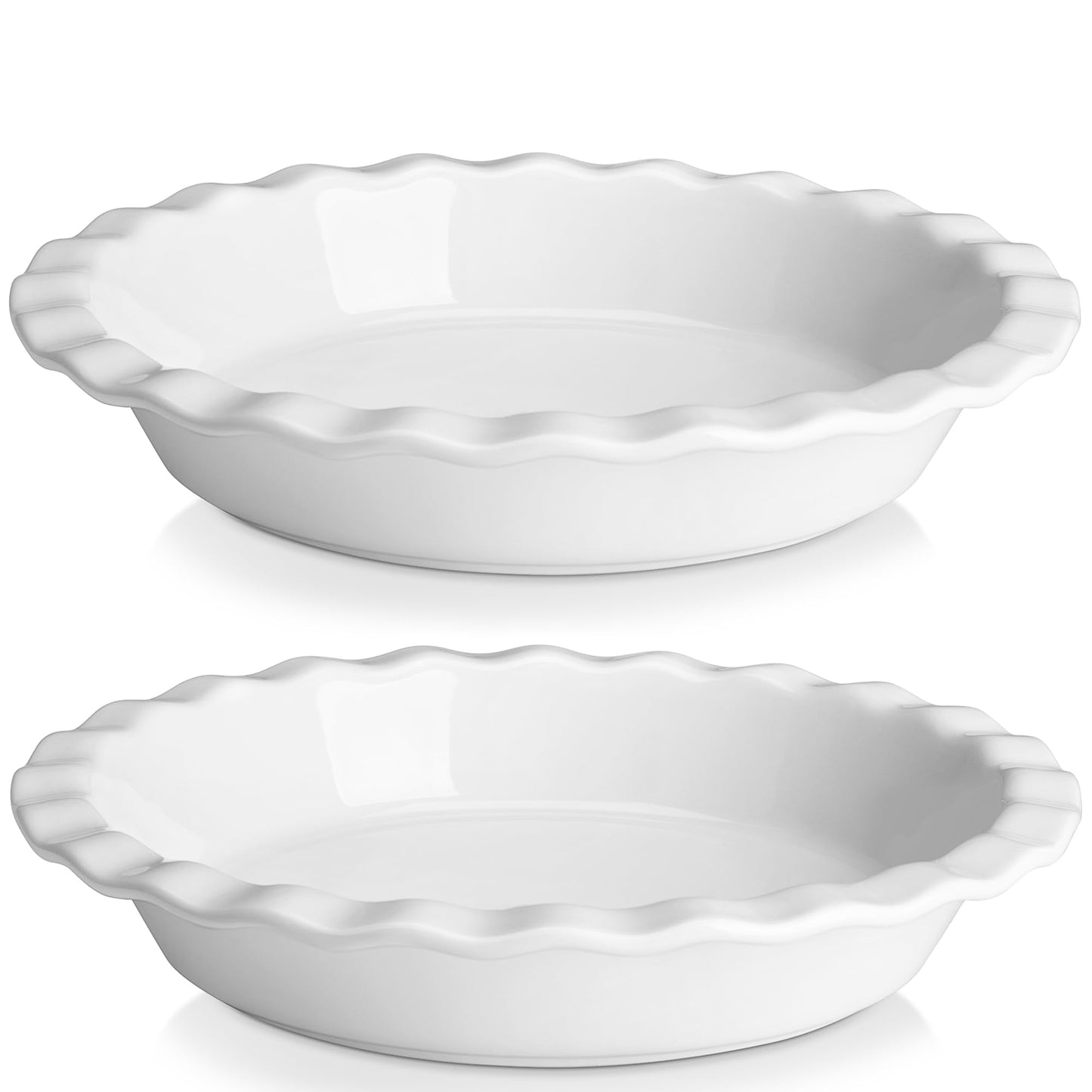 MALACASA 40 Oz Ceramic Pie Pan 9 Inch, Fluted Pie Dish for Quiche