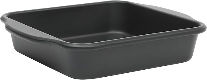 Oster Teston 8-Inch Square Cake Pan, Nonstick Carbon Steel Baking Pan, Matte Black, PFAS-Free, Oven-Safe, Easy Release Bakeware