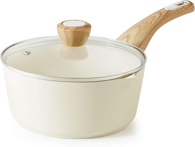 SENSARTE 1.5 & 2.5 Quart Sauce Pan Sets with Lid, Cooking Pots Set, Nonstick Saucepan Set with Pour Spout, Small Pot, Non toxic Saucepot, Induction Comptable, Sauciers, Easy to Clean, PFOA Free