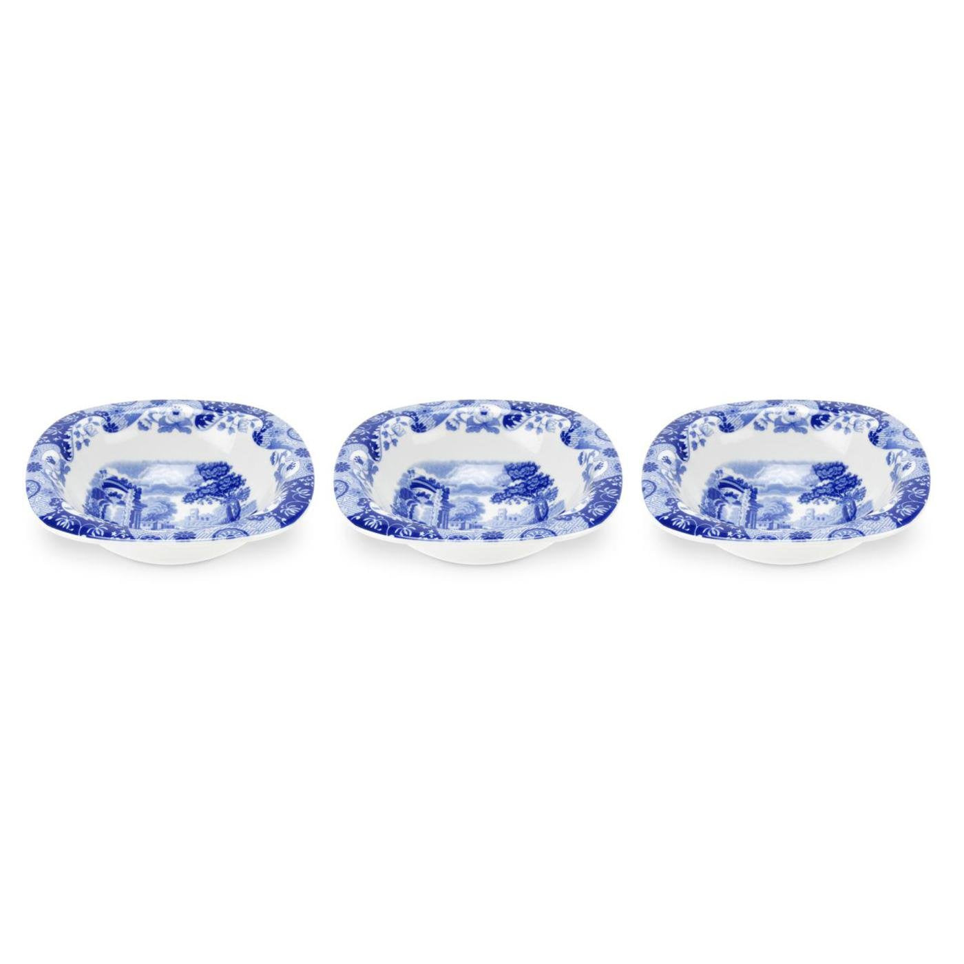 Spode Blue Italian Dip Bowl Set of 3 - 5-Inch Porcelain Bowls with Oriental Design, Dishwasher & Microwave Safe Tableware for Dip, Side, Appetizers, Dessert - Blue & White Dinnerware