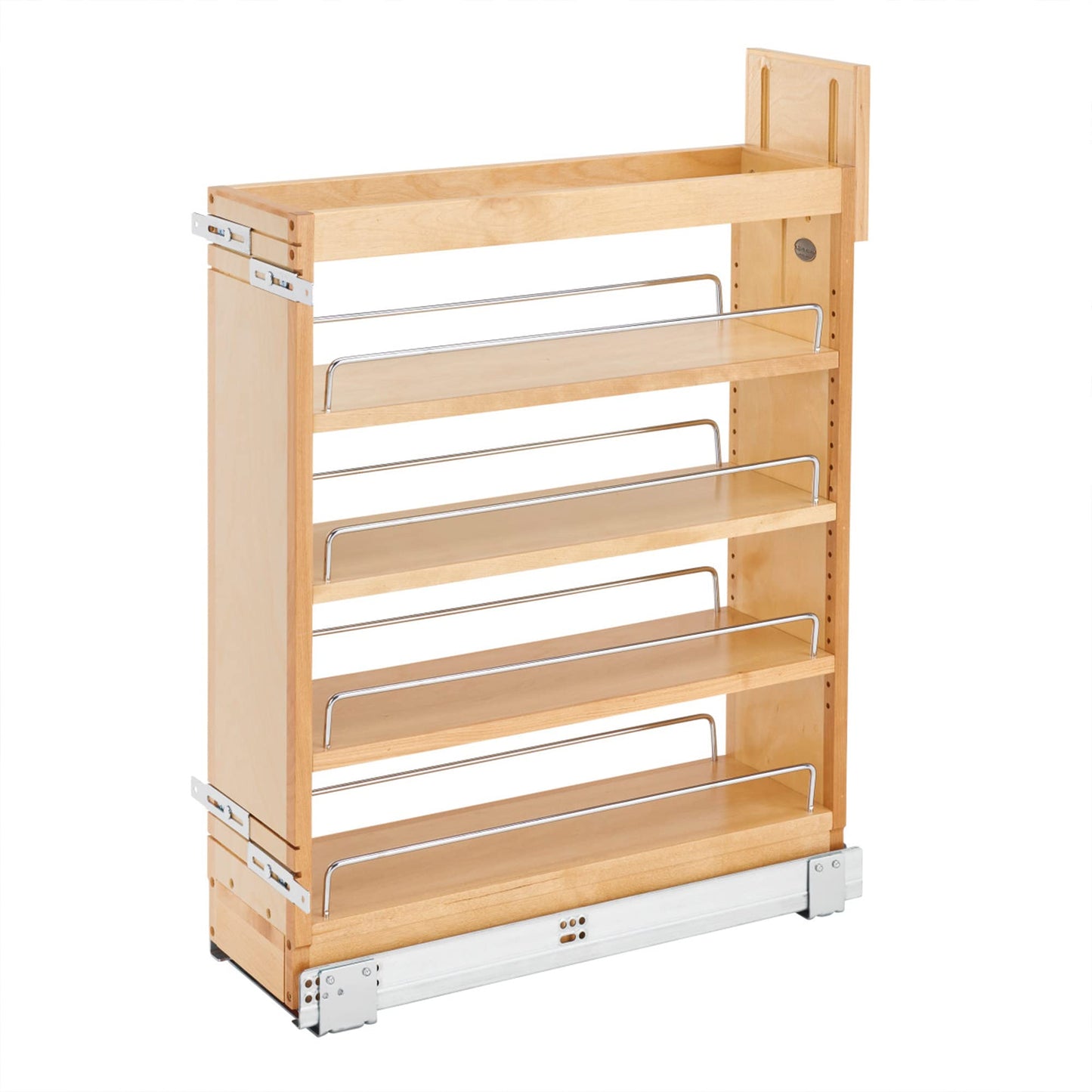 Rev-A-Shelf Maple Pullout Organizer w/Blum Soft-Close for Frameless Full-Height Base Cabinets, Full Extension Slides & Adjustable Shelves, Min Opening Width of 7.5", 448-BCSC-6C