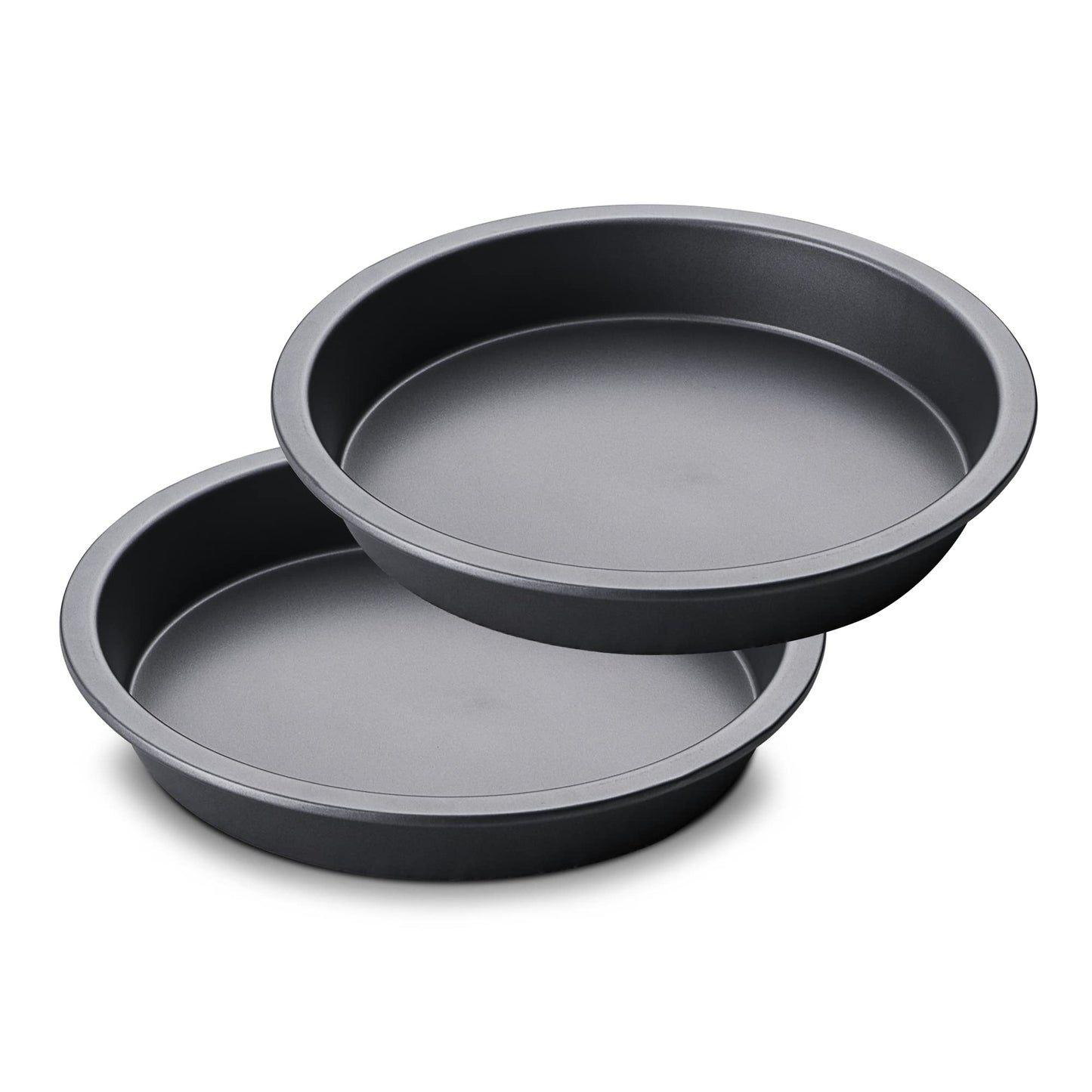 HONGBAKE Round Cake Pan Set for Baking, 8 Inch, Nonstick Deeper Circle Cake Pans with Wider Grips, 2 Pieces Layer Cake Tin, Cheesecake Mold, Huty Duty, Dishwasher Safe - Grey