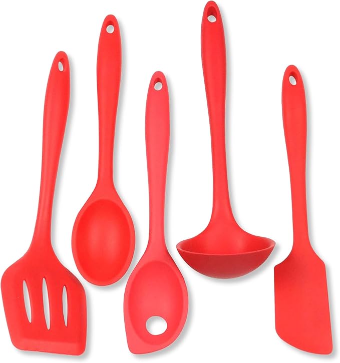 Chef Craft Premium Silicone Kitchen Tool and Utensil Set, 9 Piece, Red
