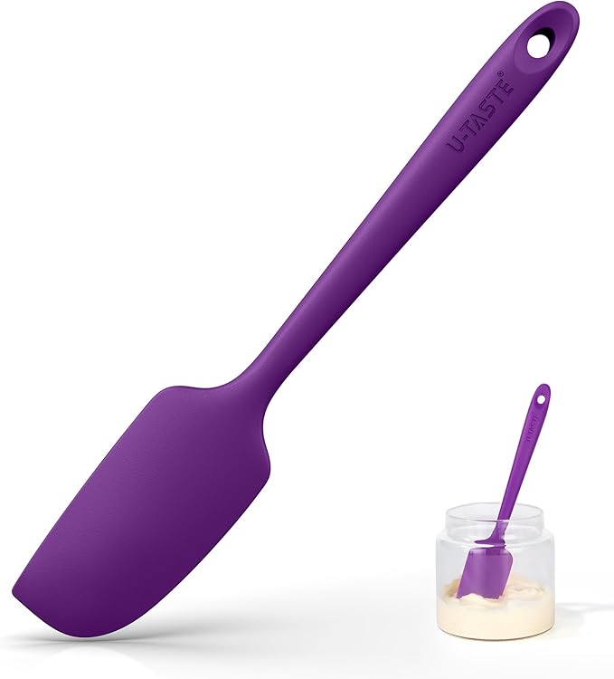 U-Taste Small Mini Silicone Spatula, 9in Rubber Jar Scraper, Midnight Blue