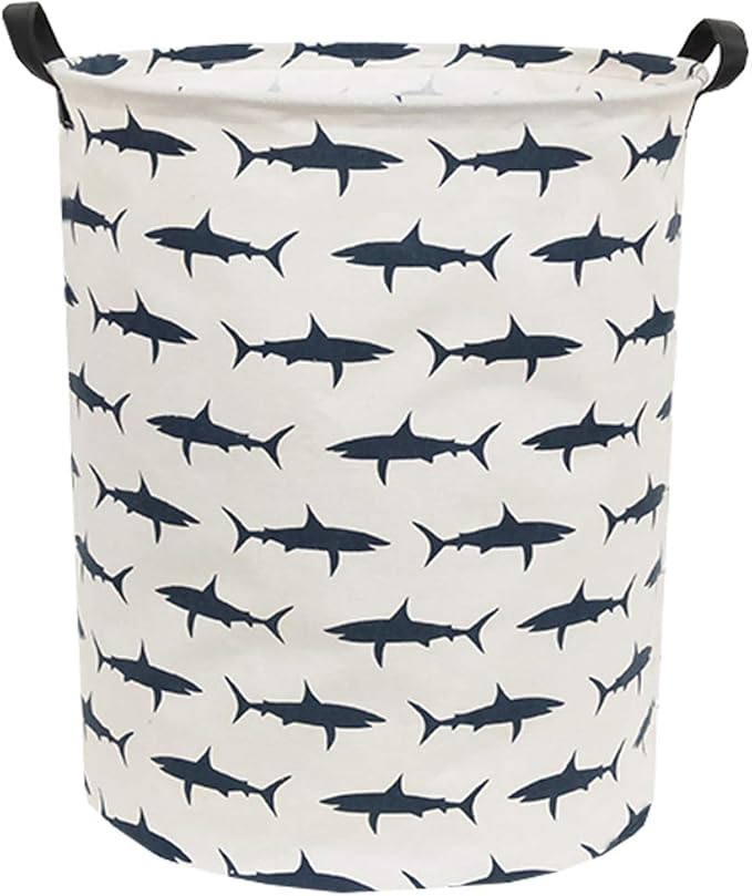 Kids Laundry Hamper,Canvas Shark Hamper Collapsible Boys Storage Baskets for Boys Room Decor,Nursery Hamper,Toy Organizer,(Shark)