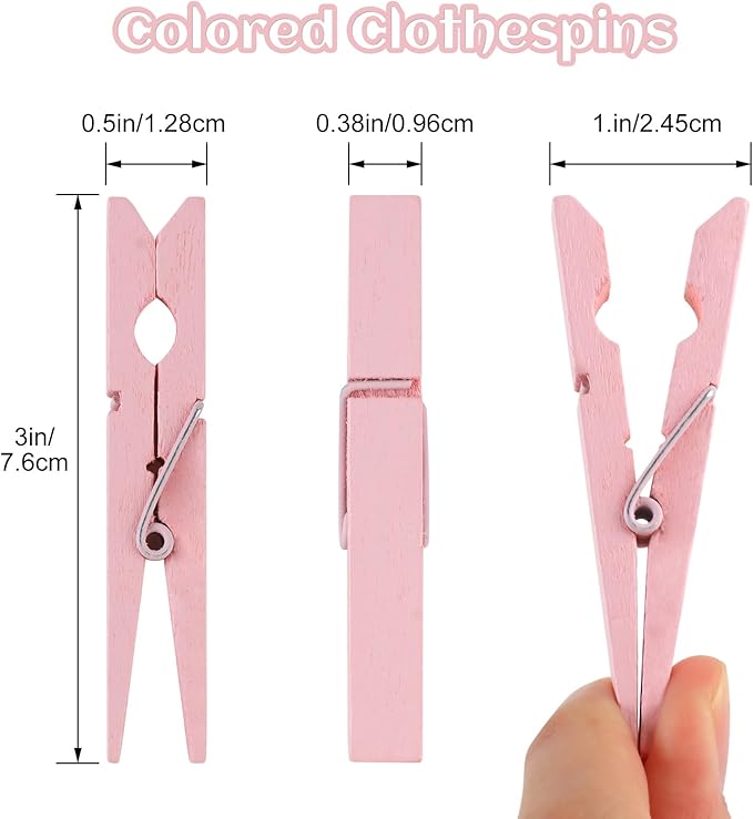 Phinus 72 Pcs Wooden Clothes Pins, 2.9 Inch Clothes Pins for Hanging Clothes, Pictures, Photos, Classroom, Crafts, Decoration, Colorful Clothespins Heavy Duty(Pastel Color)