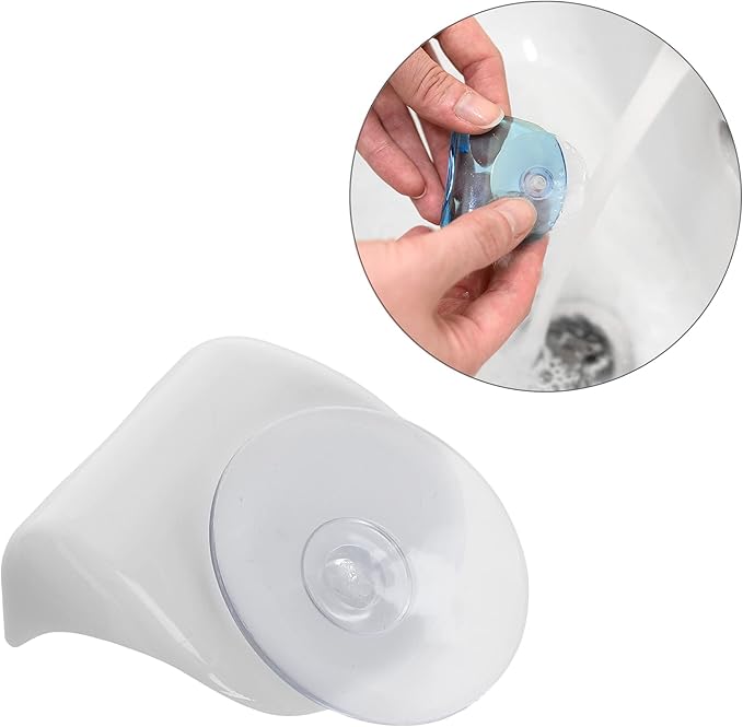 kwmobile 2x Razor Holder with Suction Cup - Self-Adhesive Shaver Wall Mount - Bathroom Organizer for Glass and Tiles - White