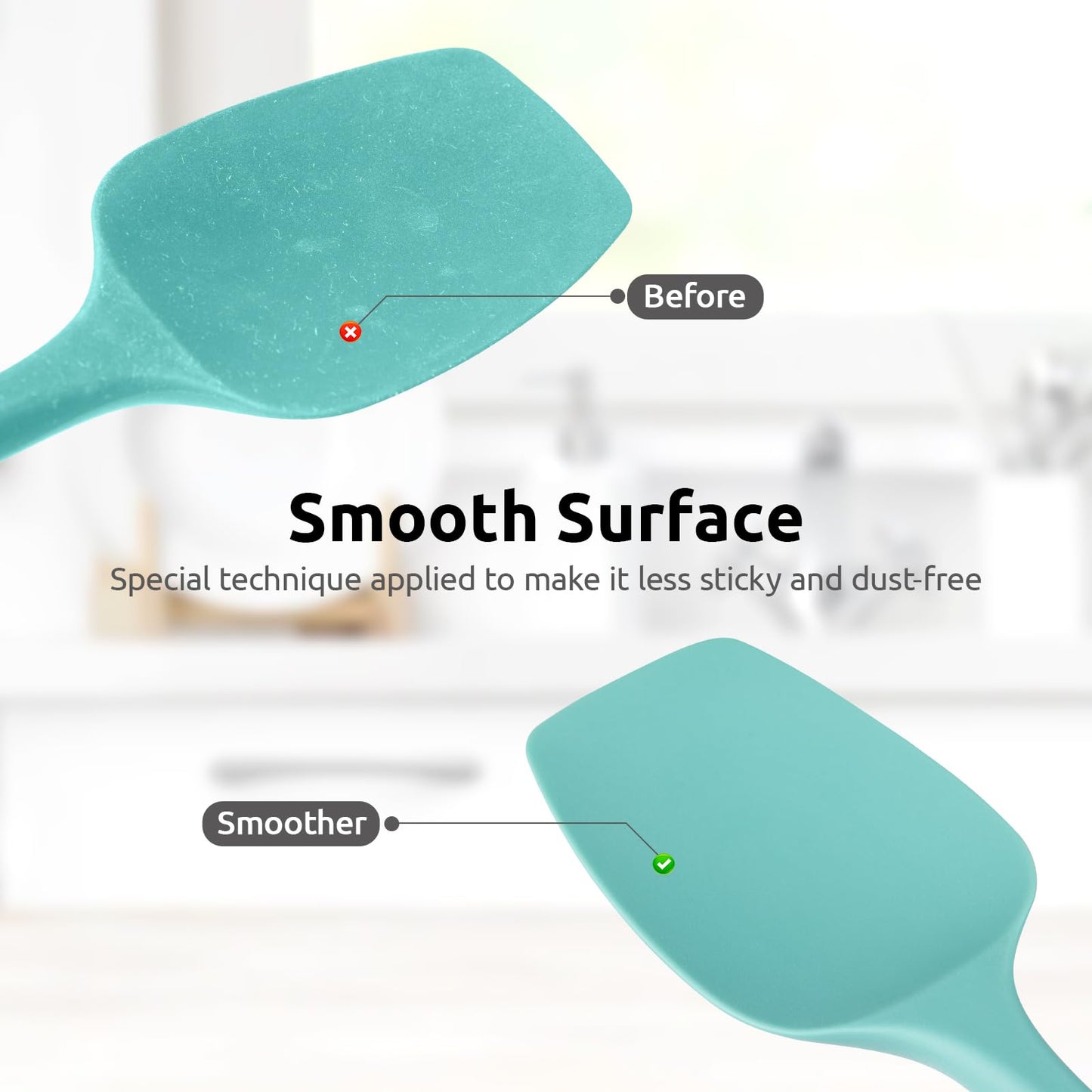 U-Taste 600°F Heat Resistant Food Grade Silicone Spatula, 4-Pcs, Multicolor