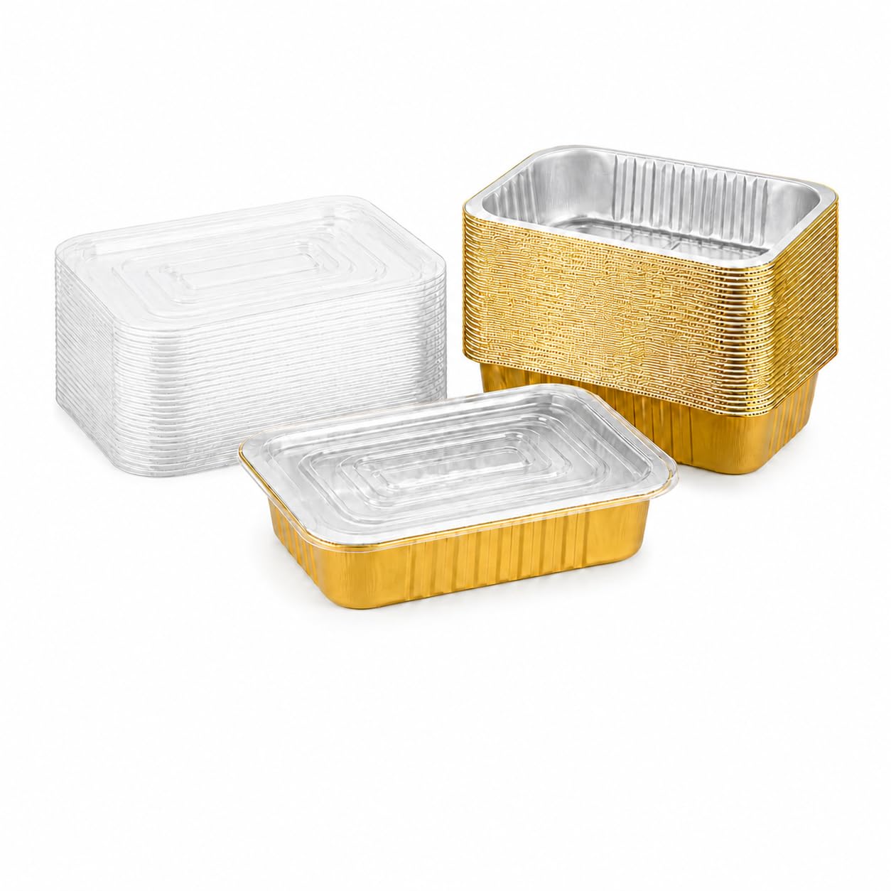 JARDLITE 15 Pack 13"×9"×2.4" Gold Aluminum Foil Pans with Lids Heavy Duty, 9x13 Foil Food Containers with Lids, Disposable Tin Foil Pans for Baking, Meal Prep, Freezer, Heating and Takeout