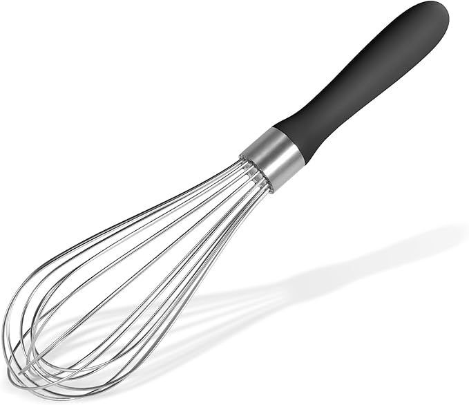 Doosu 18/8 Stainless Steel Balloon Whisk for Cooking (12 Wires, Red)
