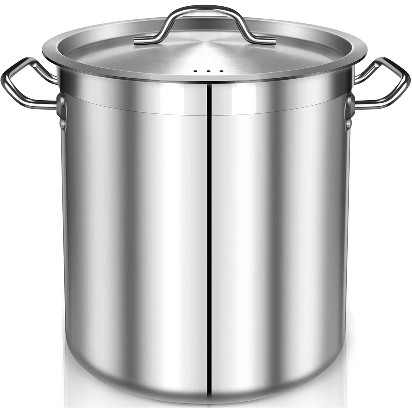 Large Stock Pot 20 Quart - Commercial Grade Soup Pot With Glass Lid - Nickel Free Stainless Steel Cookware - Healthy Polished Stockpots - Heavy Duty Induction Pots