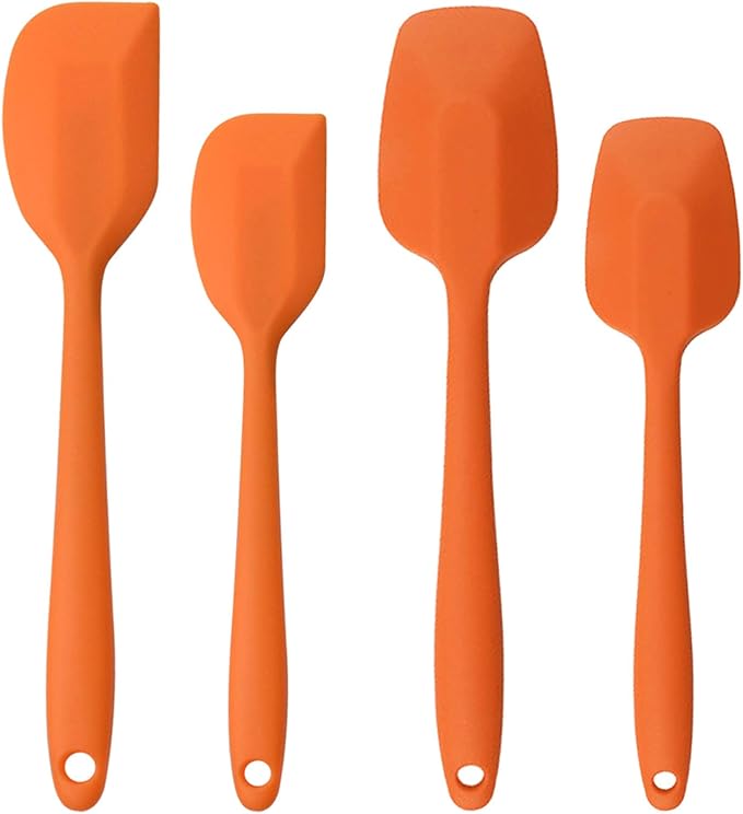 Silicone Spatulas Set, Rubber Spoon Spatula Heat Resistant Spoonula One Piece Design Seamless Spatula Non-Stick Scrapers Baking Mixing Tool (Blue Set)
