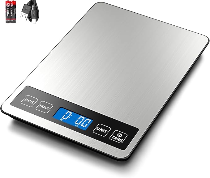 Fuzion Food Scale, 22lb/0.1oz Digital Kitchen Scale - 7 Units, Tare & PCS