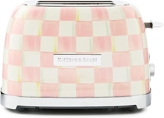 MACKENZIE-CHILDS 2-Slice Toaster, Decorative Toaster for Kitchen, Black-and-White Courtly Check