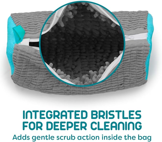 Shoe Washing Machine Bag - 2pcs - Laundry Shoe Bag for Washer and Dryer - 2pc Reusable Sneaker Cleaning Sack for All type of Tennis - Reinforced Zipper, 360° Deep Cleaning (Gray)