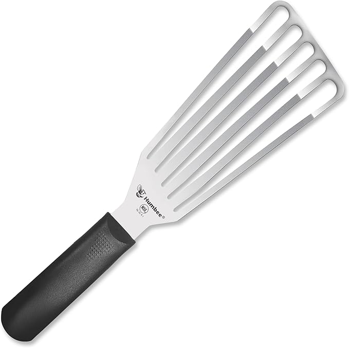 HUMBEE 6 Inches Fish Turner, Slotted Fish Spatula Dishwasher Safe NSF (Left Hand), Shovel Brown
