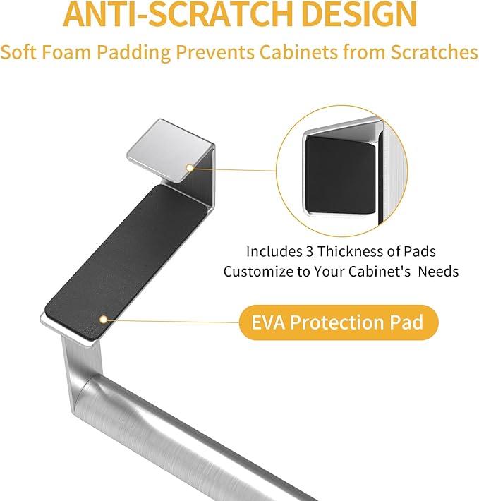 Over The Door Towel Rack, Kitchen Towel Holder Over Cabinet Door Towel Bar Stainless Steel for Cupboard for Kitchen Dish Towel Holder Hanger, 2 Pack (Brushed Nickel)