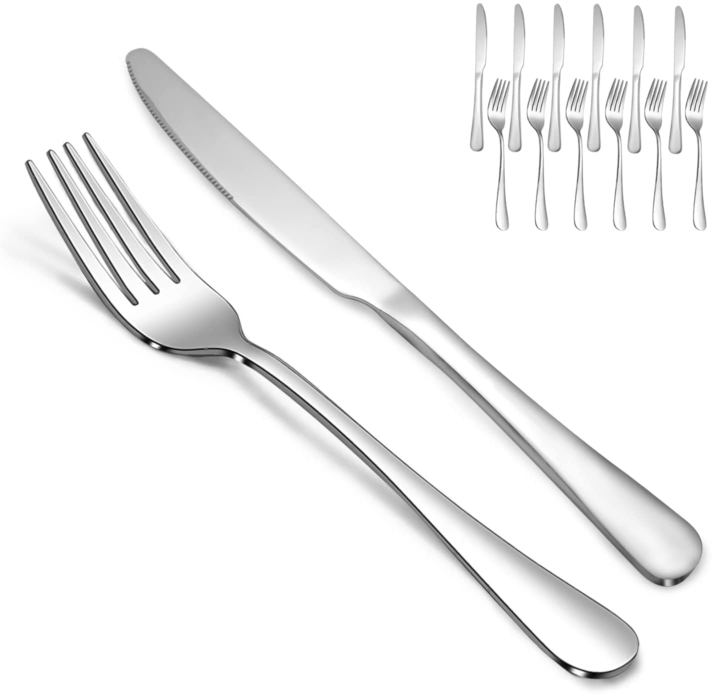 SANTUO Dinner Knives,12 Piece Dinner knife Set,18/10 Stainless Steel Silverware Set Dinner Knife For Home,Kitchen,Restaurant and Hotel,Mirror Polished& Dishwasher Safe