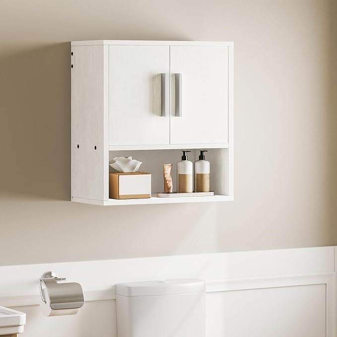 HOOBRO Bathroom Wall Cabinet, Medicine Cabinet, 15 x 7.1 x 16.1Inches, Adjustable Shelf, Over The Toilet Wall Storage Cabinet, for Bathroom, Bedroom, White
