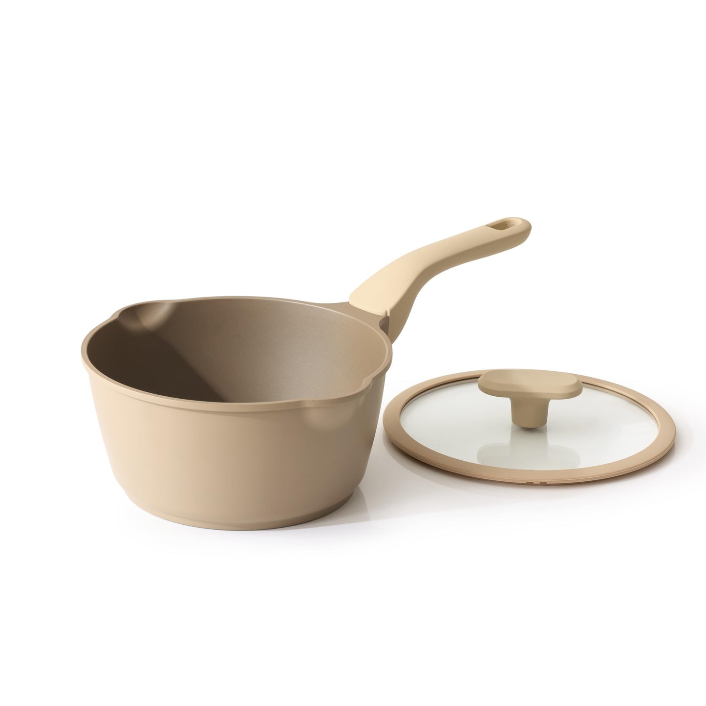 PRICUSIS Nonstick Saucepan with Lid, 2 Quart Sauce Pan, Healthy Sauce Pot with Pour Spouts for Multipurpose Use, PFOS & PFOA Free, Induction Compatible, Apricot