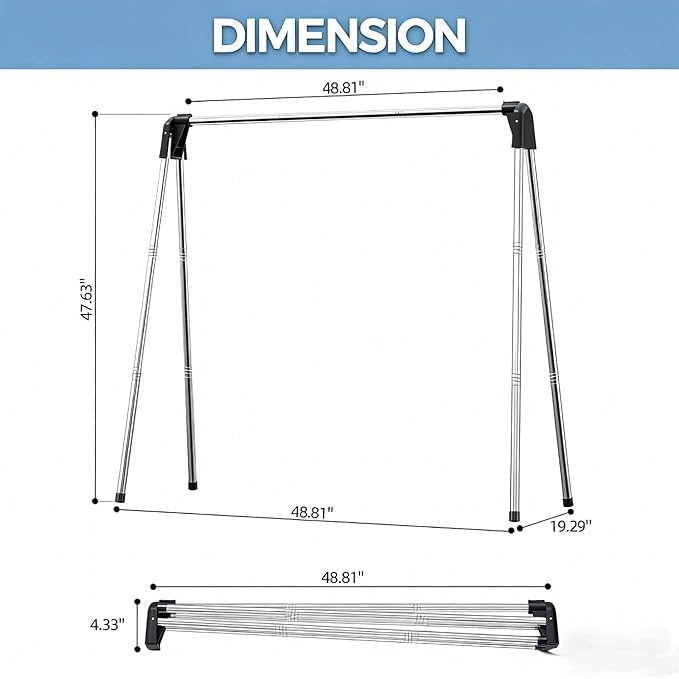 APEXCHASER 55 Inch Clothes Drying Rack Foldable, Stainless Steel Laundry Drying Rack Collapsible, Clothes Hanger for Sweater Baby Clothes Towel for Indoor & Outdoor, Portable Clothes Airer for Travel