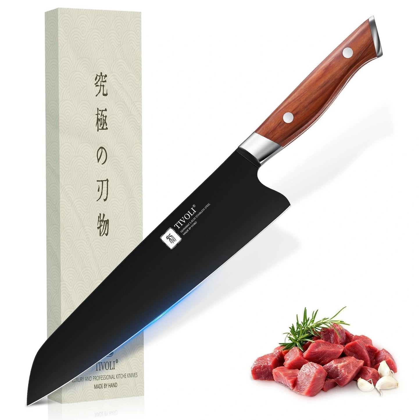TIVOLI Chef Knife 8 Inch - Cooking Knife Ultra Sharp Deep Cutting Knives