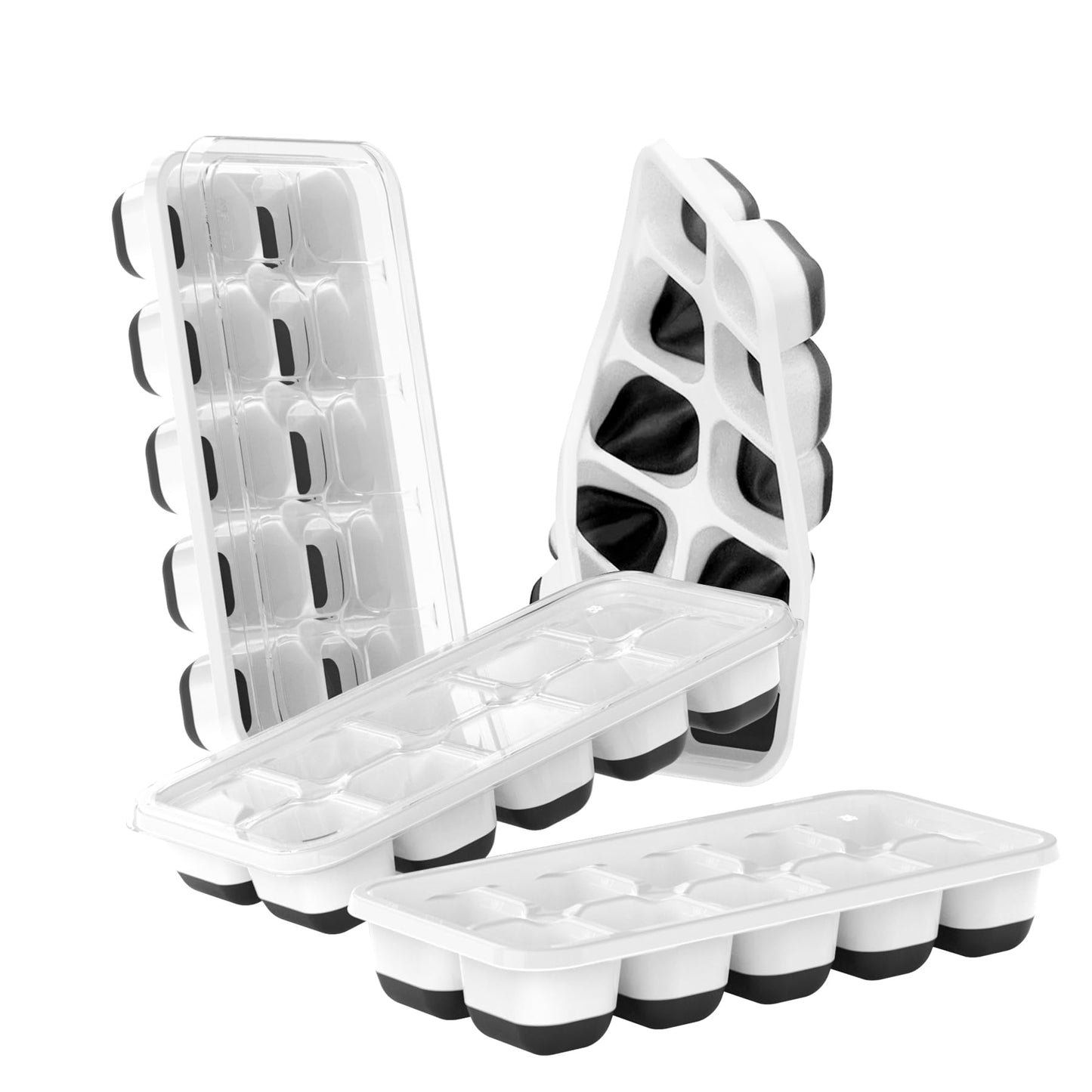 DOQAUS Ice Cube Tray with Lids, 4 Pack Silicone Ice Trays for Freezer