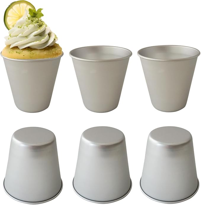 Heluok Aluminum Pudding Cups Individual Popover Pan Tart Mold 6 Pack