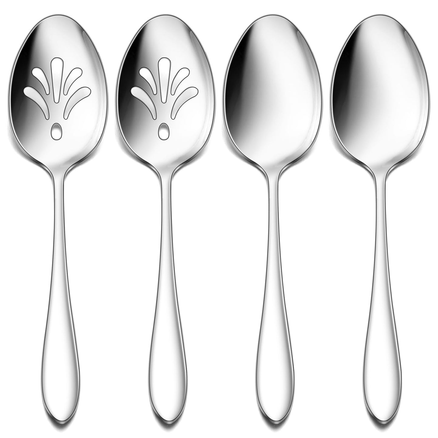 Stainless Steel Serving Spoons, E-far 4-Piece Metal Solid Spoons Hostess Serving Utensils Tablespoons Set for Catering Buffet Party Kitchen Restaurant, Dishwasher Safe