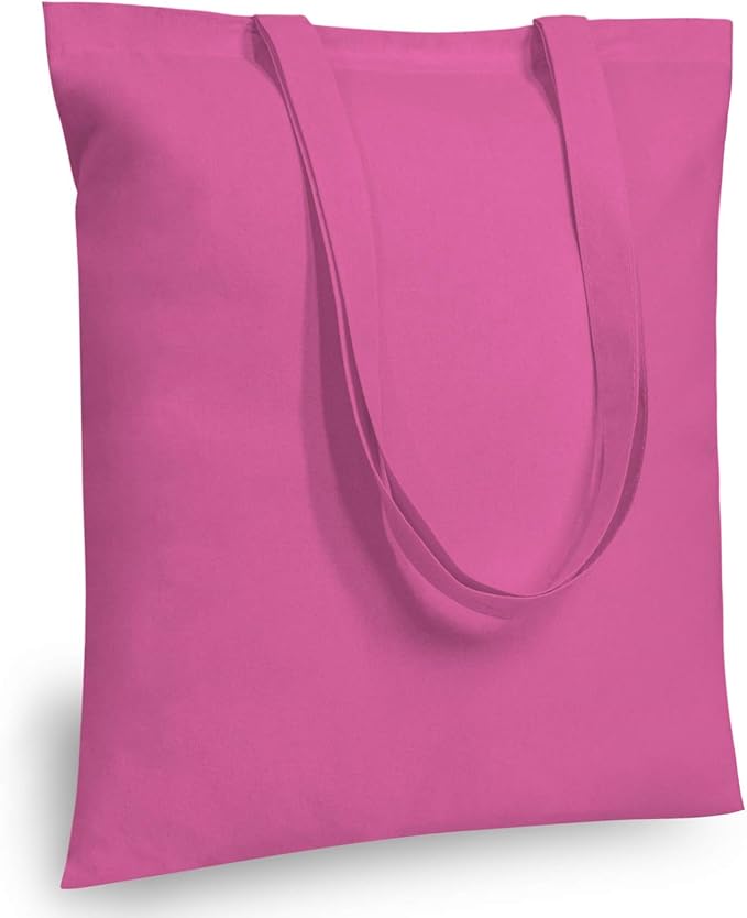 TOPDesign 24-Pack Economical 16"x15" Pink Cotton Tote Bag, Lightweight Medium Reusable Grocery Shopping Cloth Bags, Suitable for DIY, Advertising, Promotion, Gift, Activity