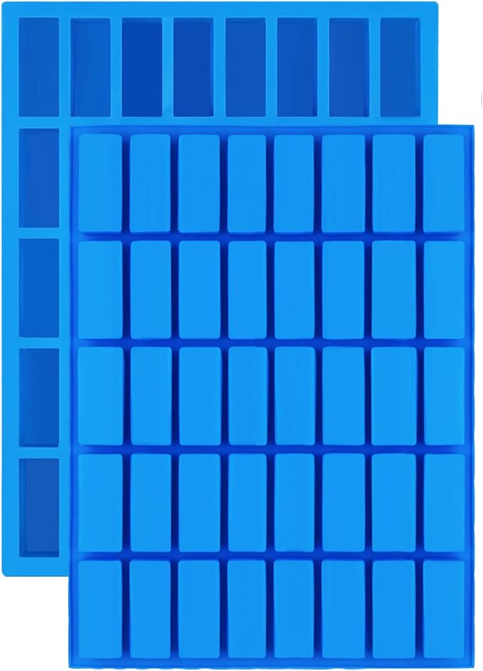 Mity rain 40 Cavities Rectangle Silicone Mold - Caramel Candy Trays Molds for Chocolate Truffles, Ganache, Jelly, Praline, Ice Cube Tray, Gummy(blue)