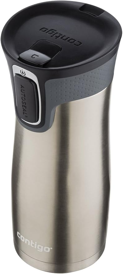 Contigo West Loop Stainless Steel Travel Mug with AUTOSEAL Lid,16oz.,Stainless Steel/Black,(Pack of 4)