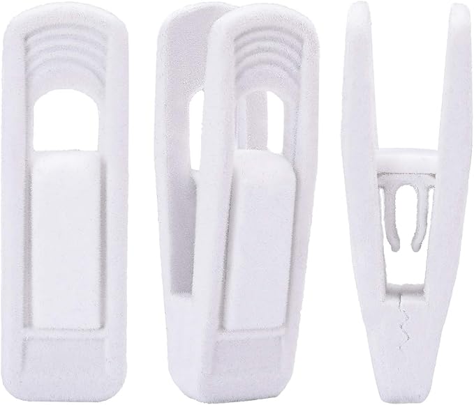 Trgowaul Velvet Hangers Clips, Pants Hangers Velvet Clips, Strong Finger Clips Perfect for Thin Velvet Hangers (60pc, White)