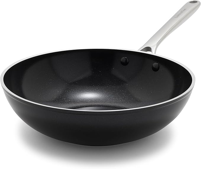 Lumenflon Orfeo 10 Piece Nonstick Cookware Set, Made in Italy, Diamond Ceramic PFAS-Free Pots & Pans, Induction Ready, Scratch Resistant, Laser-Fused Surface for Durability, Dishwasher Safe, Black