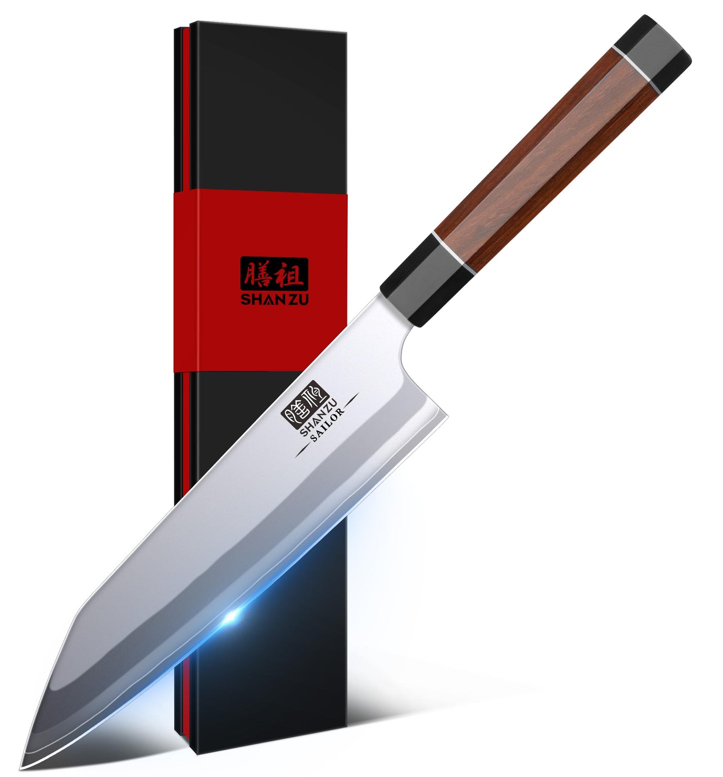 SHAN ZU 3PCS Japanese Knife Set, 9 Layers 10Cr15MoV High Carbon Steel