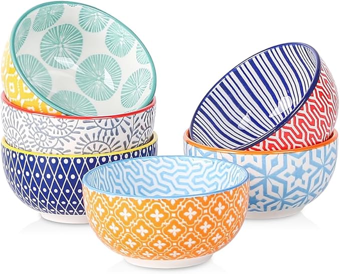 Selamica Ceramic 4 OZ Dipping Bowls Set, 3.5 Inch Mini Bowls for Dipping, Side Dishes, Microwave Dishwasher Safe, Set of 6, Vintage Blue
