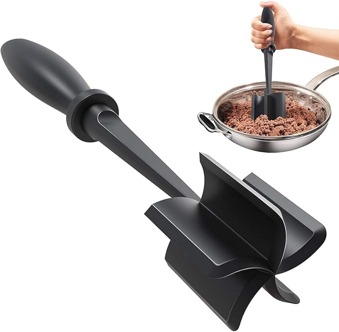 10PC Meat Smasher for Ground Beef, 5 Curve Blades Ground Beef Masher, Heat Resistant Non Stick Meat Masher Tool Practical Potato Masher Reusable Chicken Shredder Ground Turkey for Cooking