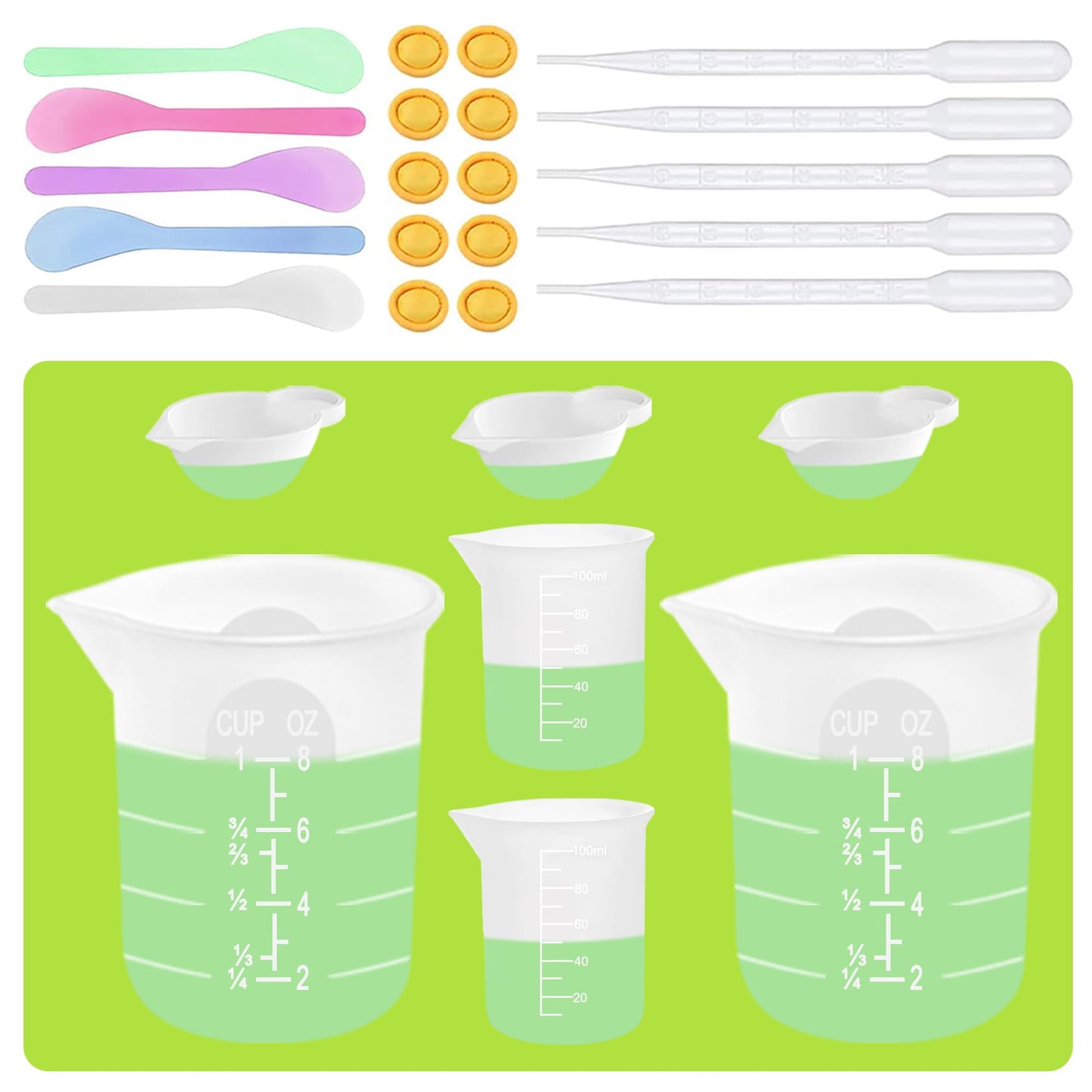Silicone Measuring Cups for Resin Supplies,Resin Kit for 250ml &100ml Non-Stick Mixing Cups,Silicone Cups for Resin Molds,Epoxy Resin Cups,Cooking,Casting Molds,Jewelry Makin,DIY Crafts