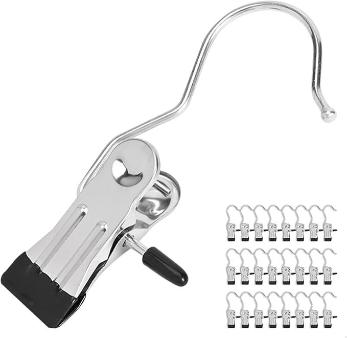 24 Pack Hanger Clips, Multi Function Clip Hooks, Laundry Hanging Hooks Clips, Clothes Clips, Closet Hangers, Boot Clips, Sock Clips, Hat Clips, Glove Clips, Trouser Clips, Towel Pins