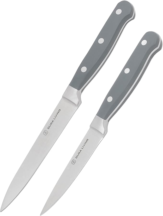 DURA LIVING 7-Inch Santoku Knife - Razor-Sharp High-Carbon Stainless Steel Blade, Forged Ergonomic Riveted Handle, Chef Knife for Chopping, Slicing & Dicing, Multipurpose Kitchen Knife, Home Chef