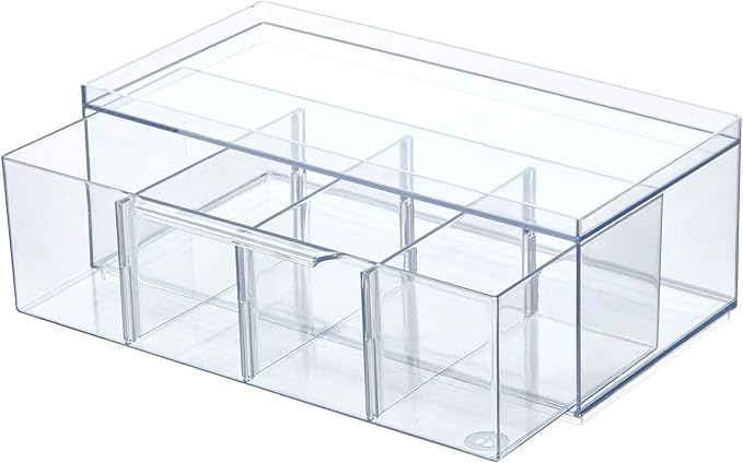 iDesign The Sarah Tanno Collection Plastic Cosmetic Drawer Organizer, Clear/White Large