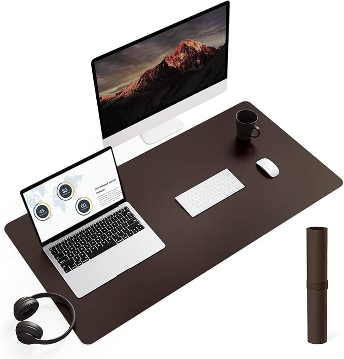 YSAGi Non-Slip Leather Desk Pad L Size, Waterproof Laptop Computer Desk