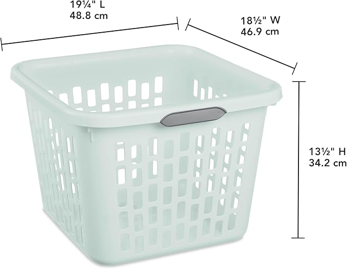Sterilite Laundry Basket, Plastic Clothes Hamper, Large Square Bin with Comfort Grip Handles and Reinforced Rim, 1.5 Bushel Capacity, Mint, 24 Pack