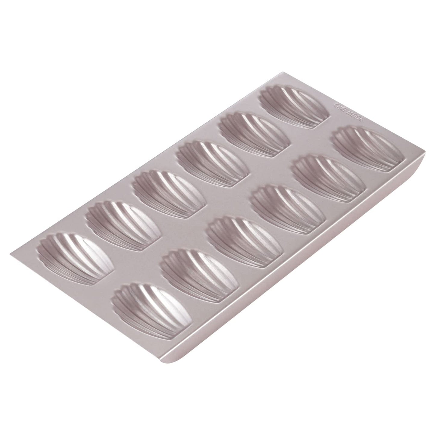 CHEFMADE Madeleine Mold Cake Pan, 12-Cavity Non-Stick Scallop Madeline Bakeware for Oven Baking (Champagne Gold)