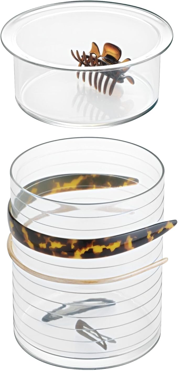 iDesign Hair Accessories Organizer Canister, The Clarity Collection – 6" x 6" x 7", Clear
