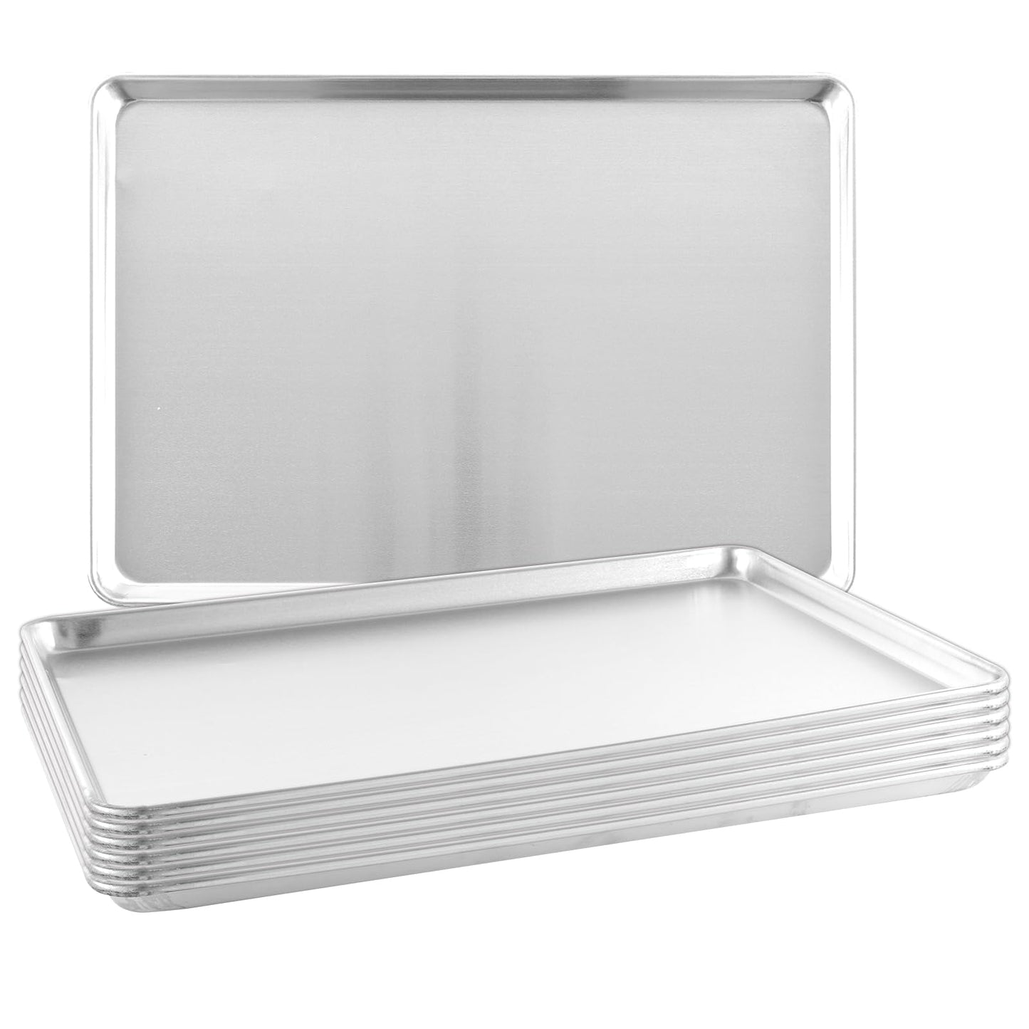 TENUP 6 Pack Aluminum Quarter Sheet Pan, 13" x 9" Heavy Duty Commercial Baking Tray Reinforced Rim, Warp-Resistant Rust-Free